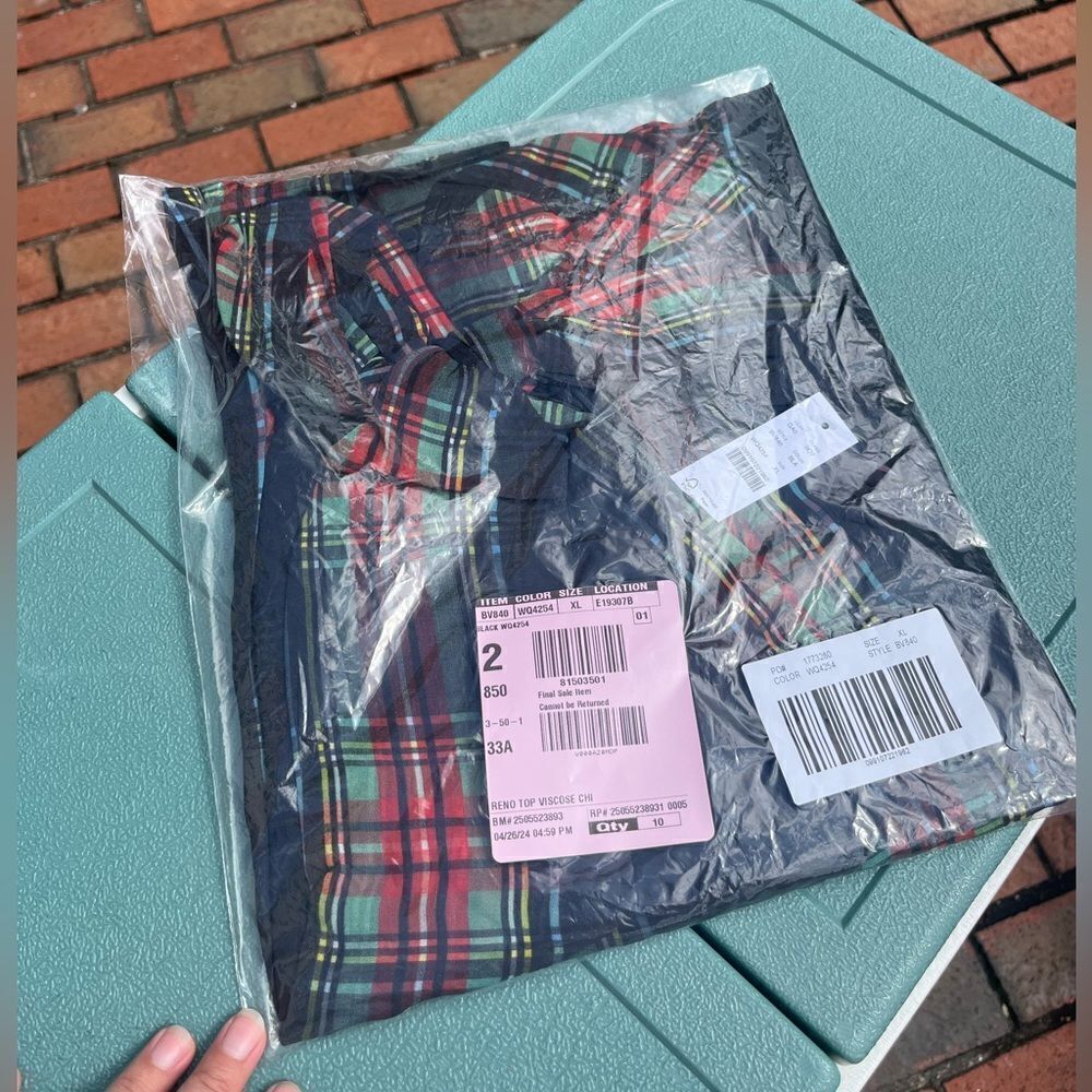 J Crew Halter Top with Neck Tie in Stewart Tartan Chiffon Blend NWT - Picture 6 of 9
